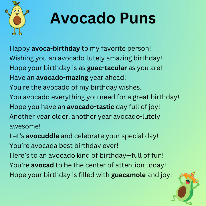 Avocado Puns Birthday 