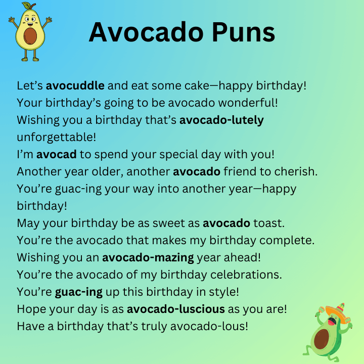 Avocado Puns Birthday 