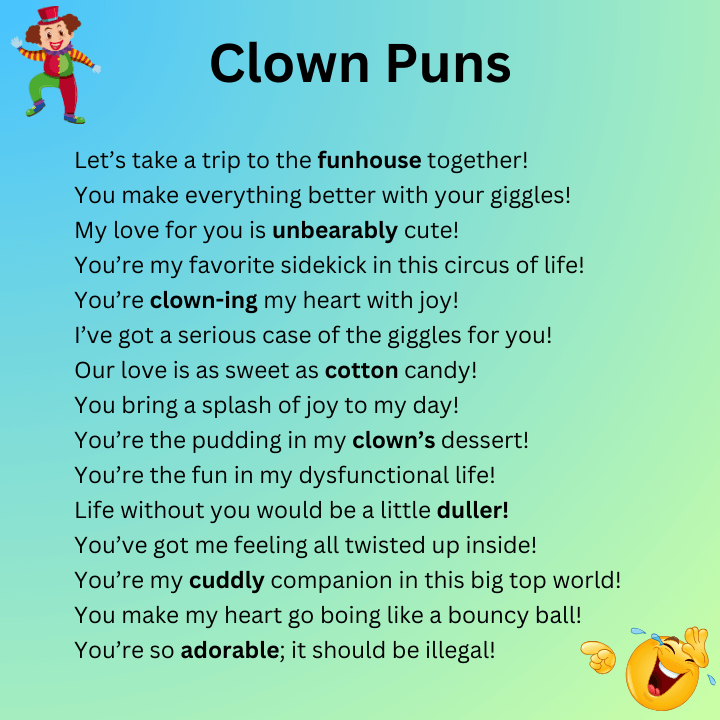 Cute clown puns